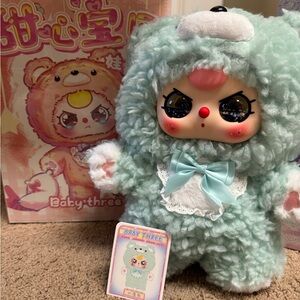 Baby three teddy bear mint Green with special liquid eyes 400%